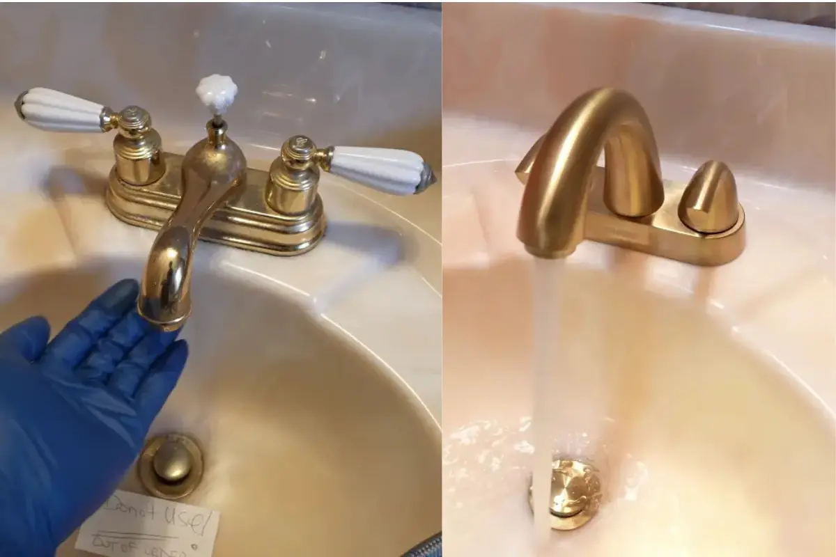 before and after toilet and faucets